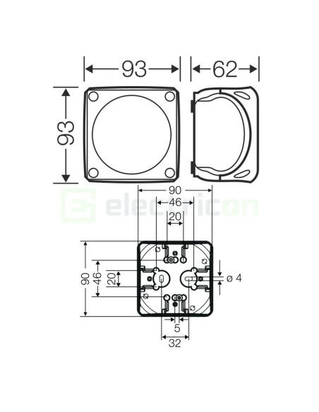 Doză ramificație aparentă IP66 - 93x93x62 mm - Cutie conexiuni Hensel KF 0200 B