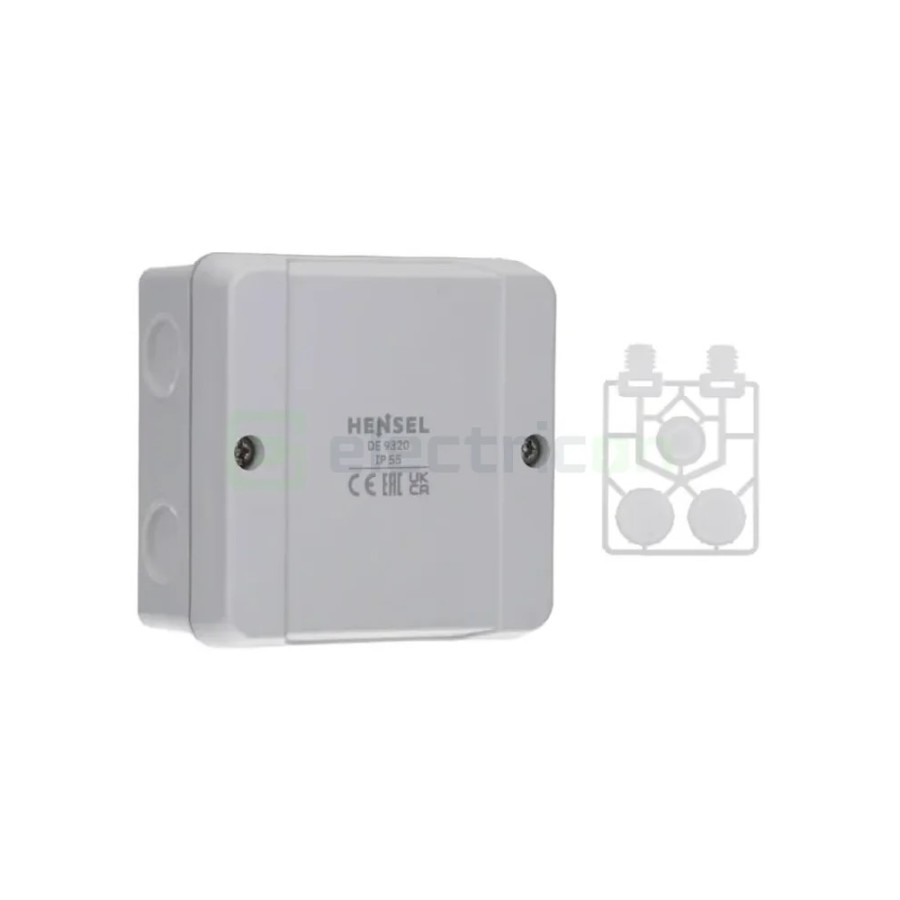 Doză ramificație aparentă IP55 - 88x88x50 mm - Cutie conexiuni Hensel DE9320