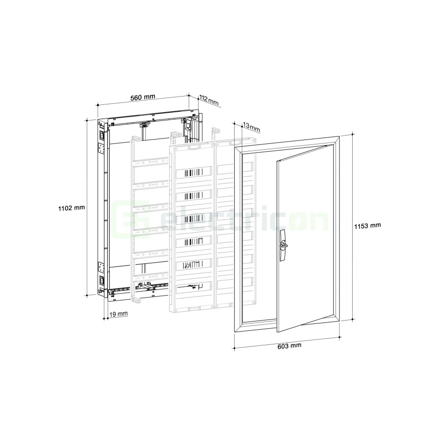 Tablou electric metalic - siguranțe - 168M (7x24) încastrat Hager Univers FWU72S