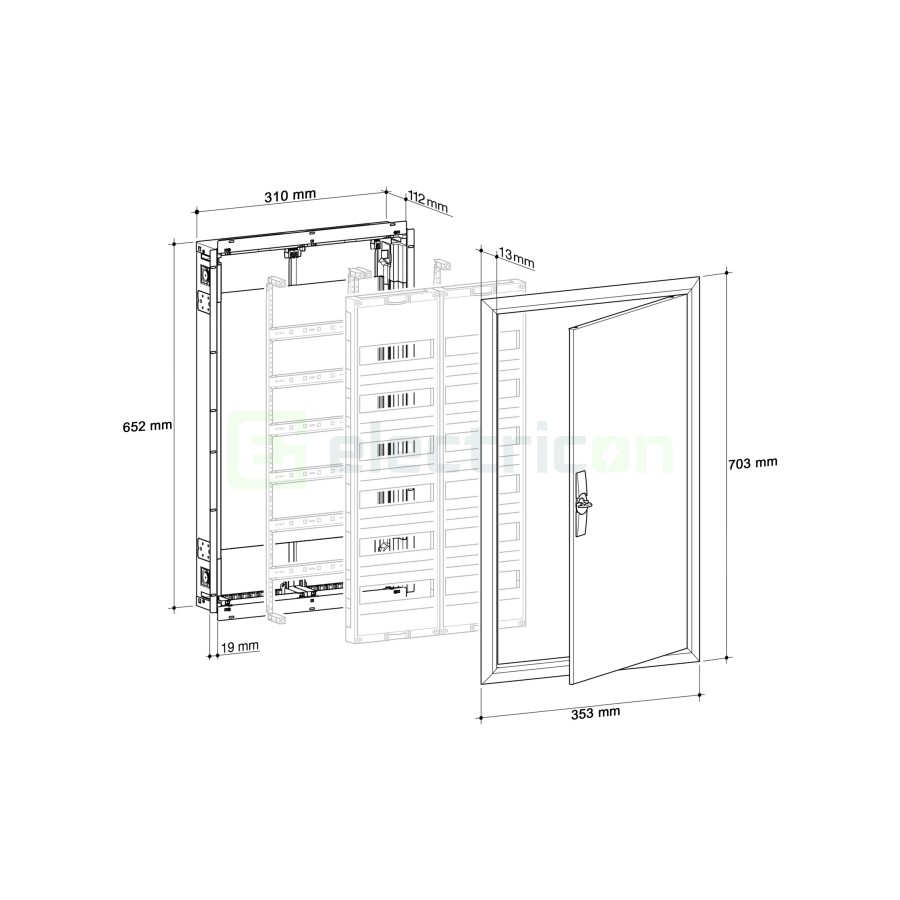 Tablou electric metalic - siguranțe - 48M (4x12) încastrat Univers Hager FWU41S