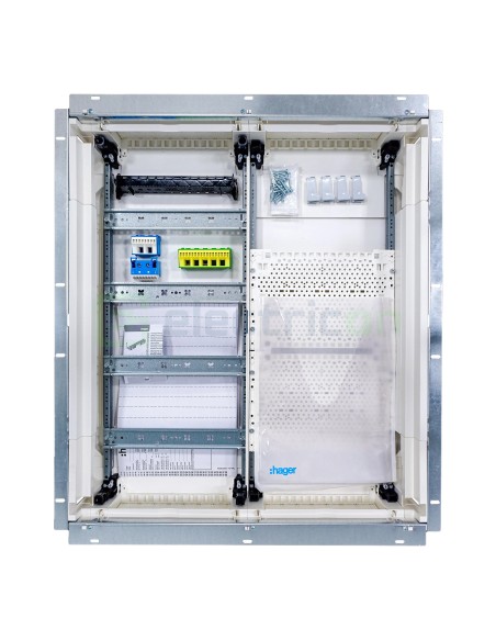 Tablou combo metalic - Hibrid - 96M (48M sigurante electrice + 48M multimedia) încastrat Univers Hager FWU42K1