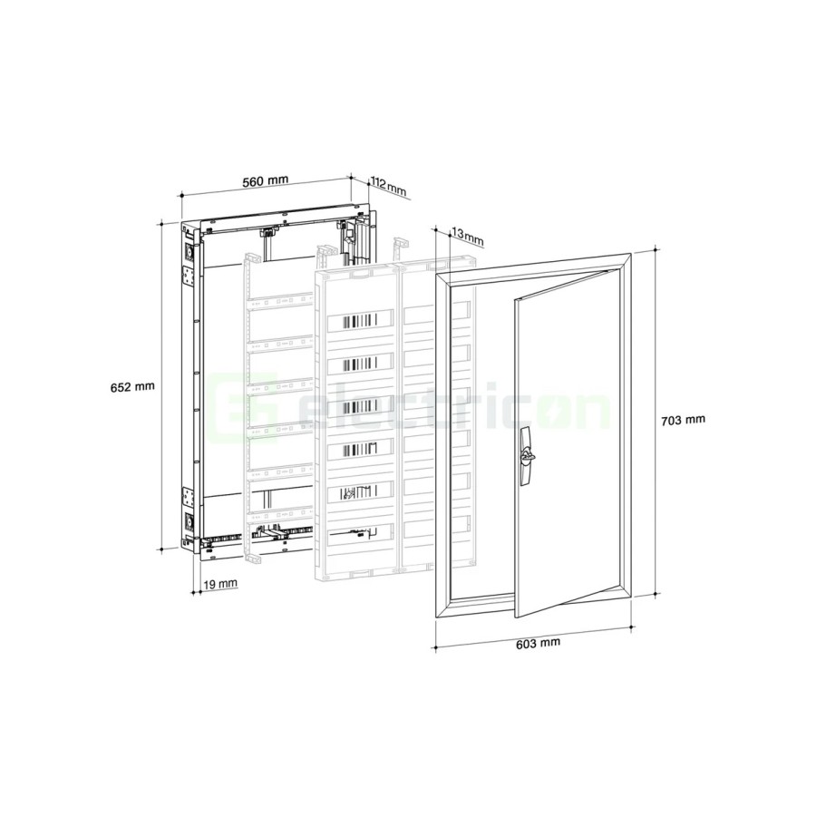 Tablou electric metalic - siguranțe - 96M (4x24) încastrat Univers Hager FWU42S