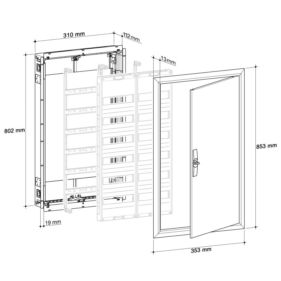 Tablou electric metalic - siguranțe - 60M (5x12) încastrat Univers Hager FWU51S