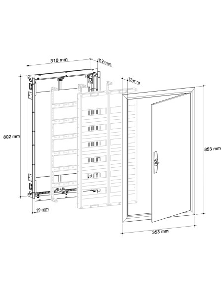 Tablou electric metalic - siguranțe - 60M (5x12) încastrat Univers Hager FWU51S