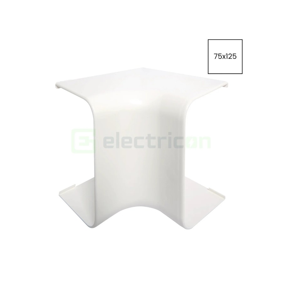 Cot interior 90° pentru canal cablu Clima 75x125 mm, alb - Hager CLM751254
