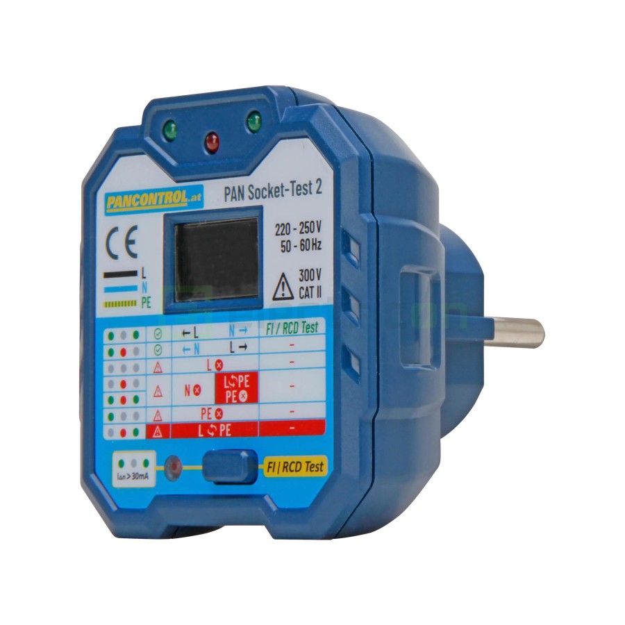 Tester pentru prize cu afișaj LCD și test RCD 30 mA - Pancontrol PAN Socket-Test-2