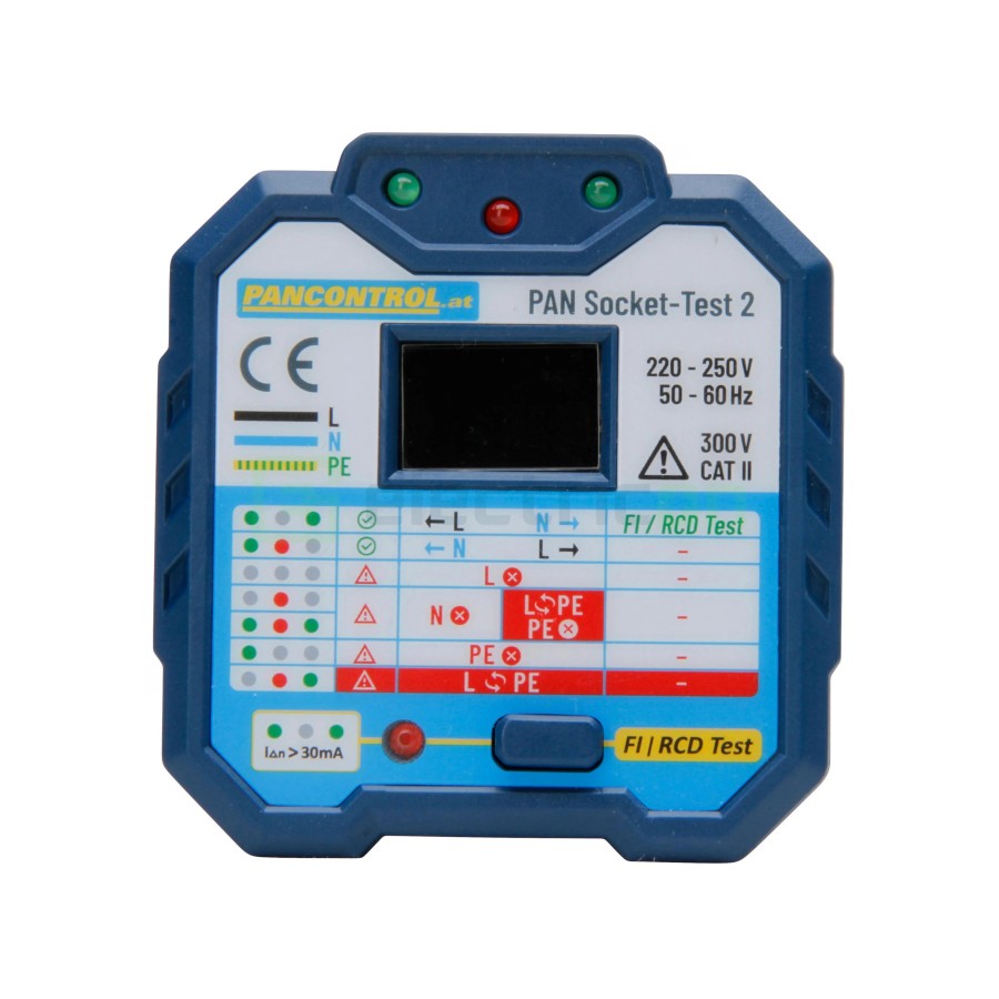 Tester pentru prize cu afișaj LCD și test RCD 30 mA - Pancontrol PAN Socket-Test-2