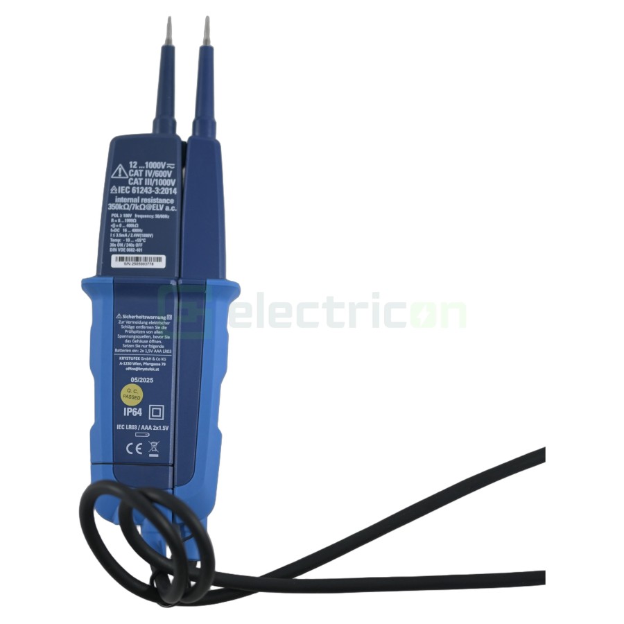 Tester de tensiune și de continuitate - 1000V AC/DC + afișaj de câmp rotativ și test diferențial 30mA - Pancontrol MV-1000AD