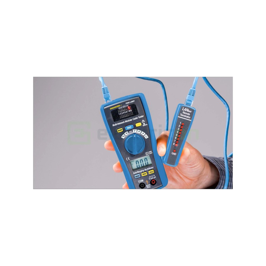 Tester profesional pentru cabluri de rețea UTP/STP, RJ45,RJ11, BNC cu multimetru digital - Pancontrol PAN LAN1