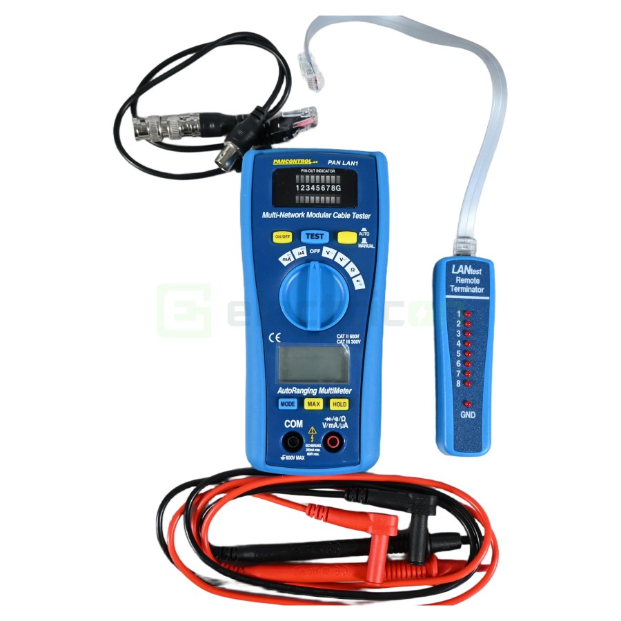 Tester profesional pentru cabluri de rețea UTP/STP, RJ45,RJ11, BNC cu multimetru digital - Pancontrol PAN LAN1