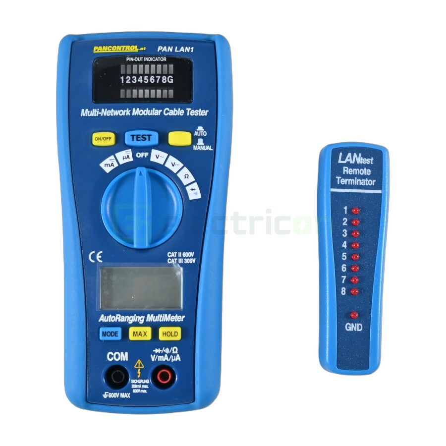 Tester profesional pentru cabluri de rețea UTP/STP, RJ45,RJ11, BNC cu multimetru digital - Pancontrol PAN LAN1