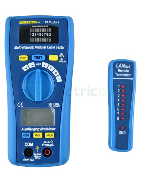 Tester profesional pentru cabluri de rețea UTP/STP, RJ45,RJ11, BNC cu multimetru digital - Pancontrol PAN LAN1