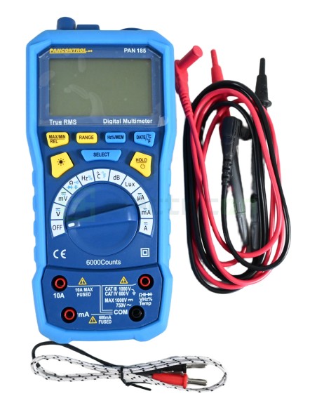 Multimetru multifuncțional True RMS cu sonometru, luxmetru, higrometru și termometru - CAT III 1000 V - Pancontrol PAN 185