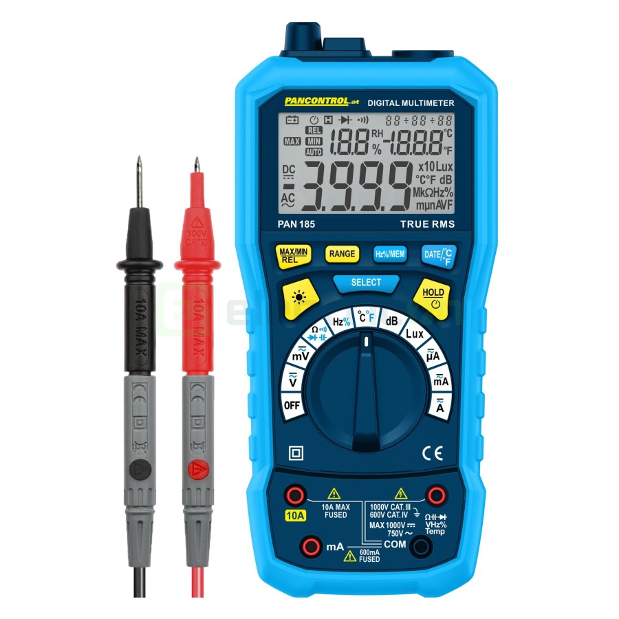 Multimetru multifuncțional True RMS cu sonometru, luxmetru, higrometru și termometru - CAT III 1000 V - Pancontrol PAN 185