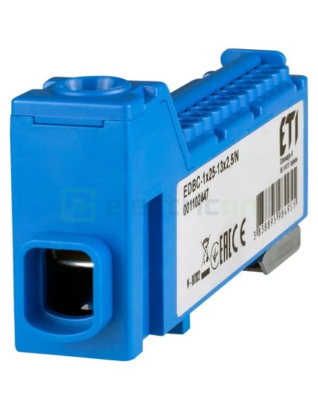 Clema conexiuni - Bloc de distribuție - EDBC 25/13x2,5 pe șină DIN albastru - ETI 001102447