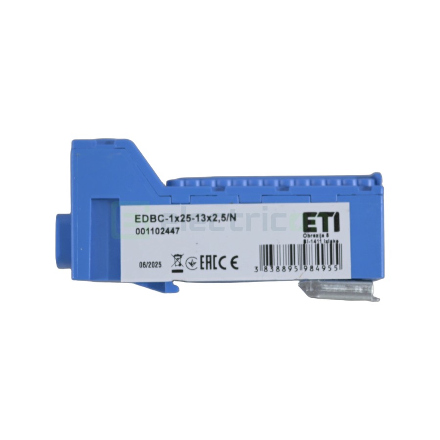 Clema conexiuni - Bloc de distribuție - EDBC 25/13x2,5 pe șină DIN albastru - ETI 001102447