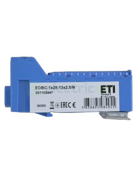 Clema conexiuni - Bloc de distribuție - EDBC 25/13x2,5 pe șină DIN albastru - ETI 001102447