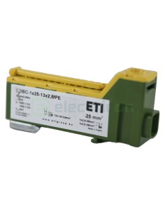 Clema conexiuni - Bloc de distribuție - EDBC 25/13x2,5 pe șină DIN galben-verde - ETI 001102448 2