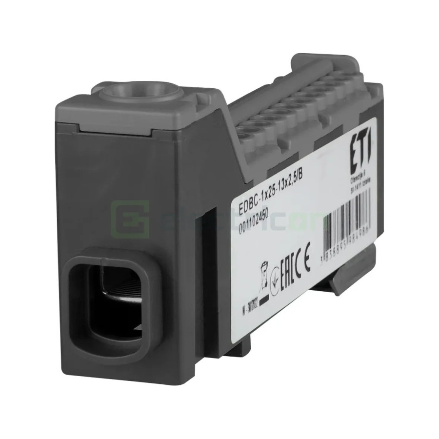 Clema conexiuni - Bloc de distribuție - EDBC 25/13x2,5 pe șină DIN negru - ETI 001102450