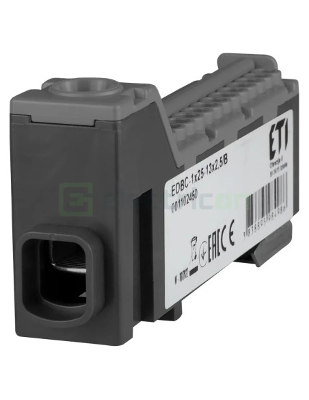 Clema conexiuni - Bloc de distribuție - EDBC 25/13x2,5 pe șină DIN negru - ETI 001102450