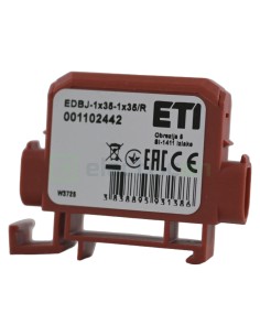 Clemă derivație Cu-Cu - 2 conexiuni (1x35mm² + 1x35mm²) EDC-35/1 roșu - ETI 001102442 2