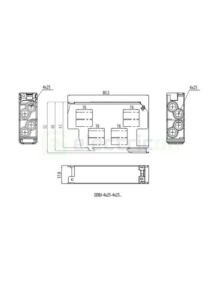 Clemă derivație Cu-Cu - 2 conexiuni (1x35mm² + 1x35mm²) EDC-35/1 roșu - ETI 001102442