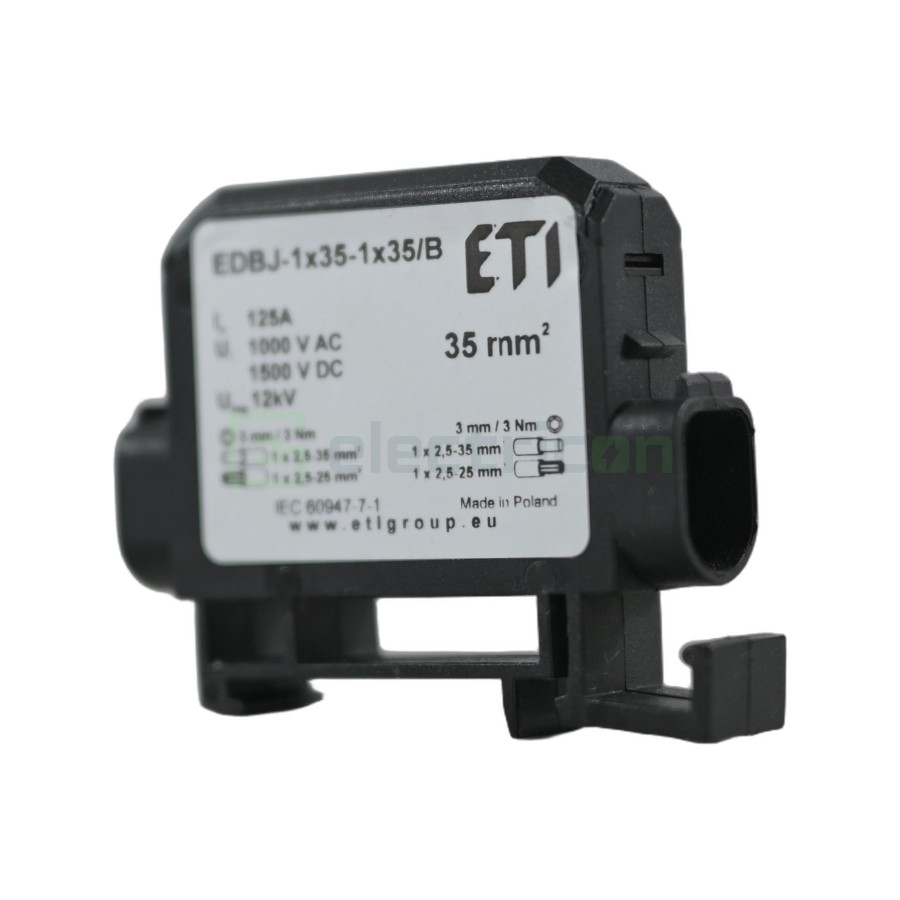 Clemă derivație Cu-Cu - 2 conexiuni (1x35mm² + 1x35mm²) EDC-35/1 negru - ETI 001102443