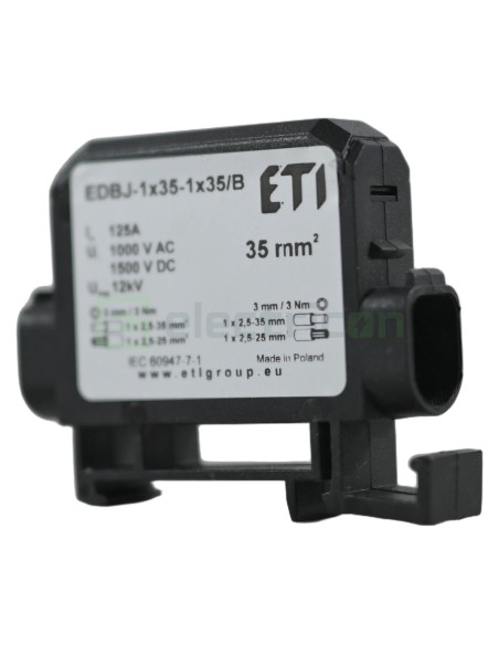 Clemă derivație Cu-Cu - 2 conexiuni (1x35mm² + 1x35mm²) EDC-35/1 negru - ETI 001102443