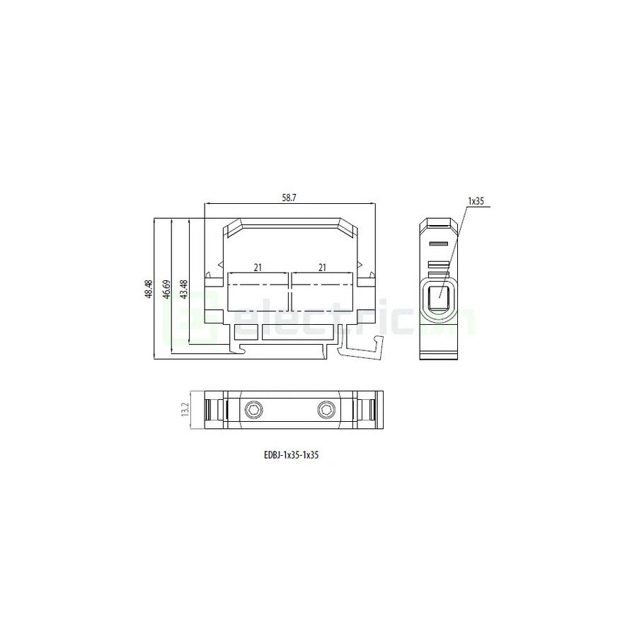 Clemă derivație Cu-Cu - 2 conexiuni (1x35mm² + 1x35mm²) EDC-35/1 negru - ETI 001102443