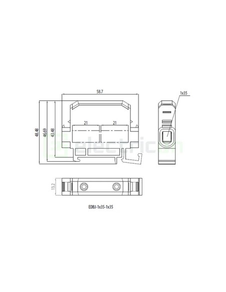 Clemă derivație Cu-Cu - 2 conexiuni (1x35mm² + 1x35mm²) EDC-35/1 negru - ETI 001102443