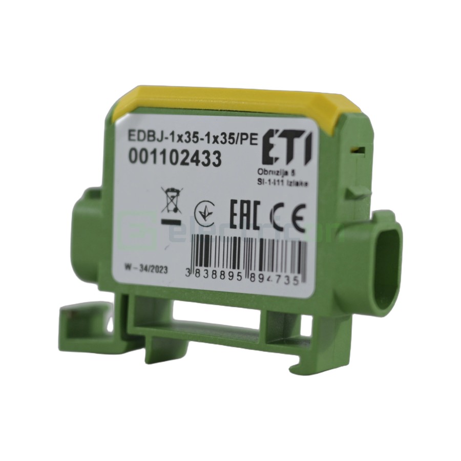 Clemă derivație Cu-Cu - 2 conexiuni (1x35mm² + 1x35mm²) EDC-35/1 galben/verde - ETI 001102433