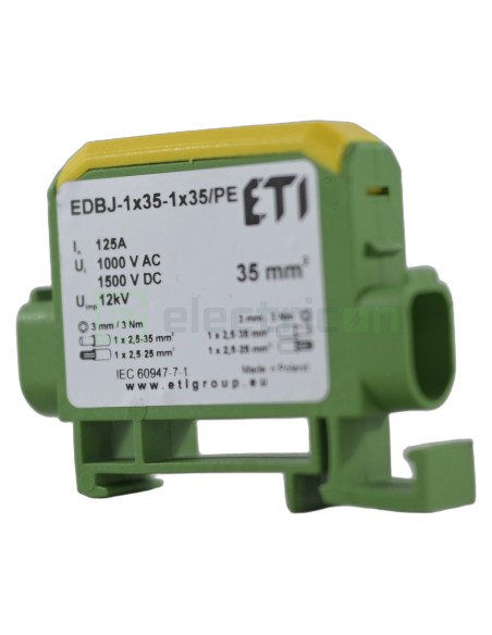 Clemă derivație Cu-Cu - 2 conexiuni (1x35mm² + 1x35mm²) EDC-35/1 galben/verde - ETI 001102433