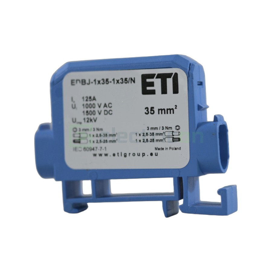 Clemă derivație Cu-Cu - 2 conexiuni (1x35mm² + 1x35mm²) EDC-35/1 albastru - ETI 001102432