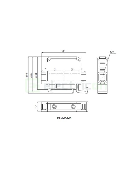 Clemă derivație Cu-Cu - 2 conexiuni (1x35mm² + 1x35mm²) EDC-35/1 albastru - ETI 001102432