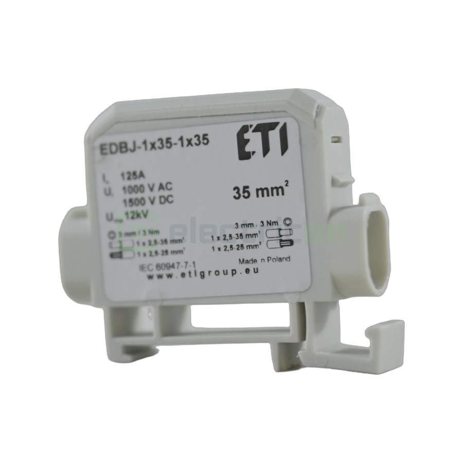 Clemă derivație Cu-Cu - 2 conexiuni (1x35mm² + 1x35mm²) EDC-35/1 gri - ETI 001102431