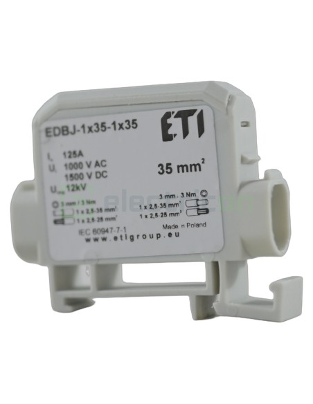 Clemă derivație Cu-Cu - 2 conexiuni (1x35mm² + 1x35mm²) EDC-35/1 gri - ETI 001102431