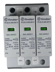 Descarcător supratensiune PV - SPD - Tip 2 3P 20kA 1020VDC pentru panouri fotovoltaice - Finder 7P.23.9.000.0015
