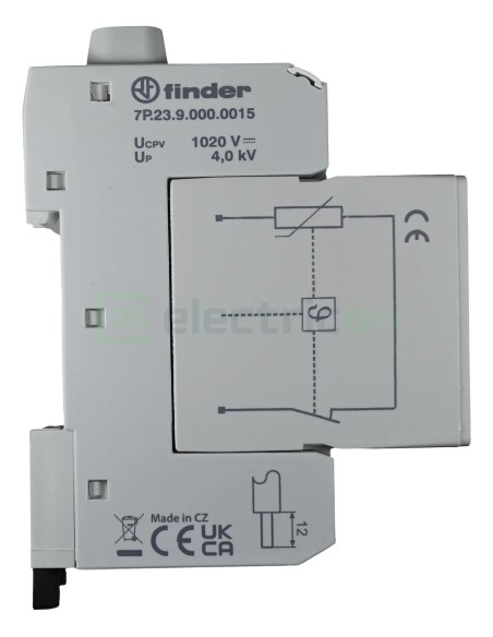 Descarcător supratensiune PV - SPD - Tip 2 3P 20kA 1020VDC pentru panouri fotovoltaice - Finder 7P.23.9.000.0015