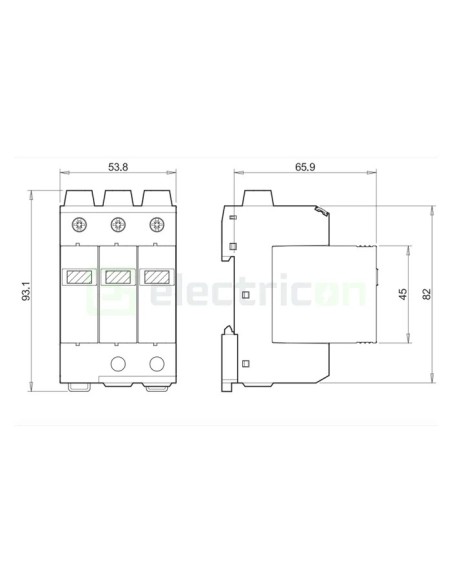 Descarcător supratensiune PV - SPD - Tip 2 3P 20kA 1020VDC pentru panouri fotovoltaice - Finder 7P.23.9.000.0015