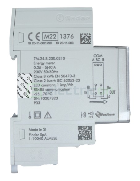 Contor de energie electrică (contoar) monofazat bidirecțional cu afișaj digital 40A NFC Finder 7M.24.8.230.0210