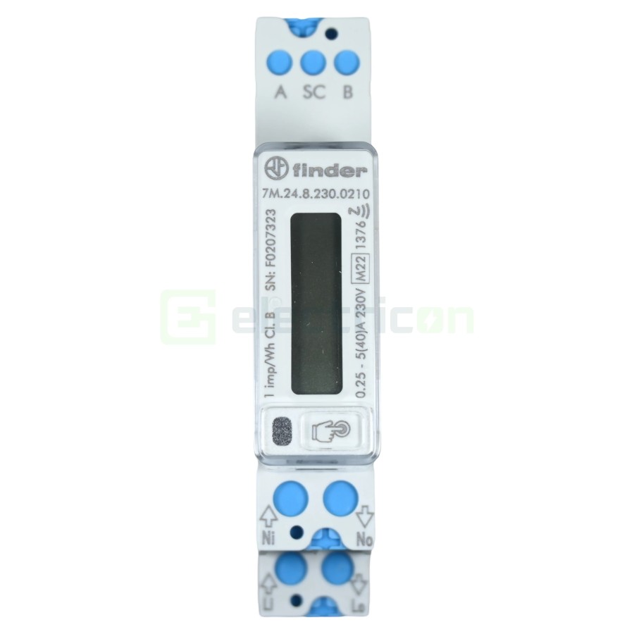 Contor de energie electrică (contoar) monofazat bidirecțional cu afișaj digital 40A NFC Finder 7M.24.8.230.0210