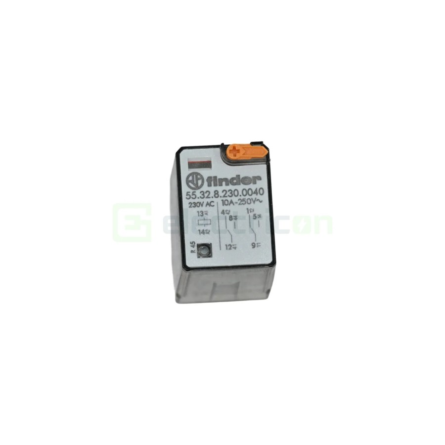 Releu industrial - miniaturizat - 230V AC, 2 contacte 10A, buton probă blocabil - Finder 55.32.8.230.0040