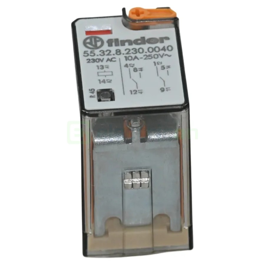 Releu industrial - miniaturizat - 230V AC, 2 contacte 10A, buton probă blocabil - Finder 55.32.8.230.0040