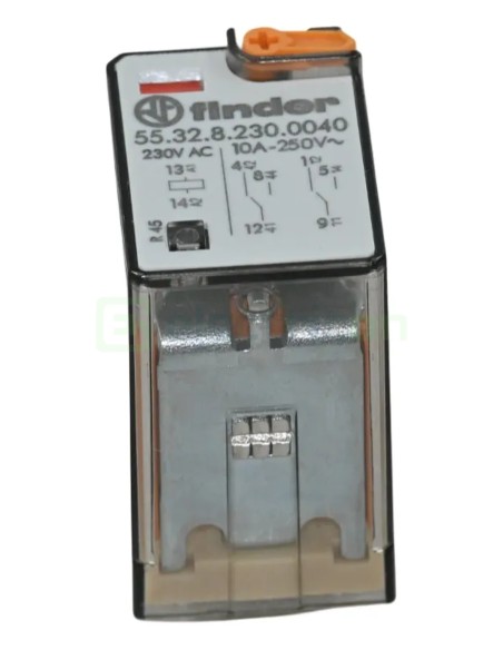 Releu industrial - miniaturizat - 230V AC, 2 contacte 10A, buton probă blocabil - Finder 55.32.8.230.0040