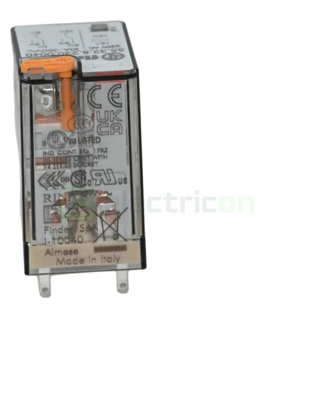 Releu industrial - miniaturizat - 230V AC, 2 contacte 10A, buton probă blocabil - Finder 55.32.8.230.0040