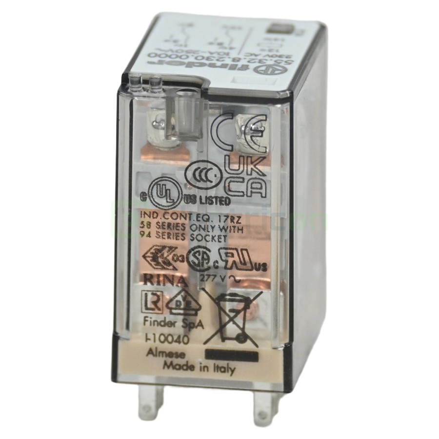 Releu industrial - miniaturizat - 230V AC, 2 contacte 10A, 8 pini - Finder 55.32.8.230.0000