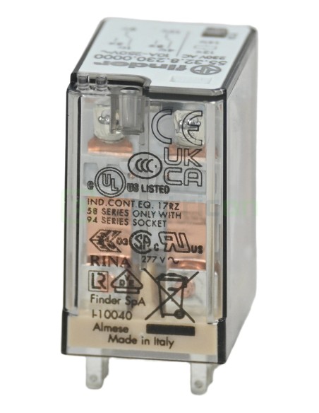 Releu industrial - miniaturizat - 230V AC, 2 contacte 10A, 8 pini - Finder 55.32.8.230.0000