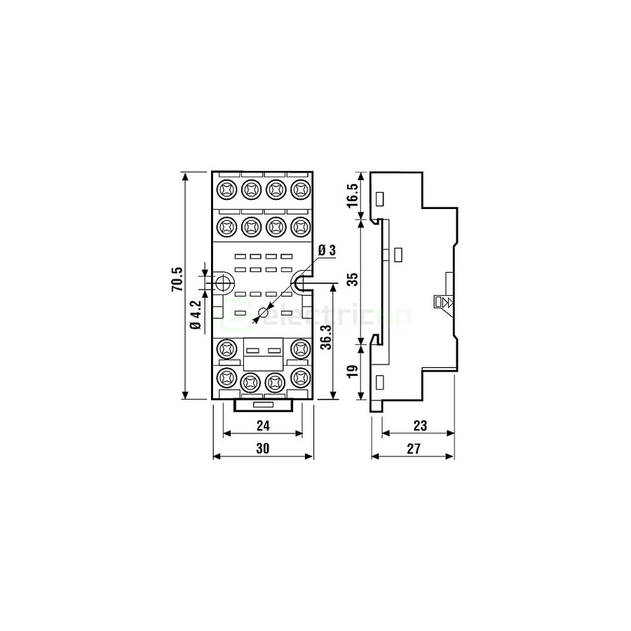 Soclu releu, intermediar 14 pini, compatibil cu relee gama 55, Finder, 94.74