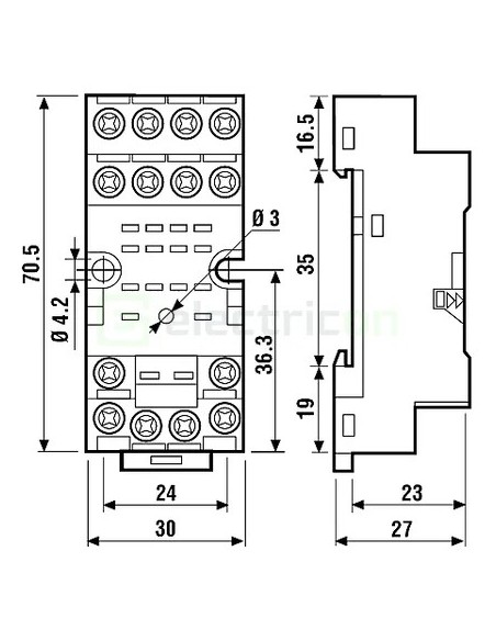 Soclu releu, intermediar 14 pini, compatibil cu relee gama 55, Finder, 94.74