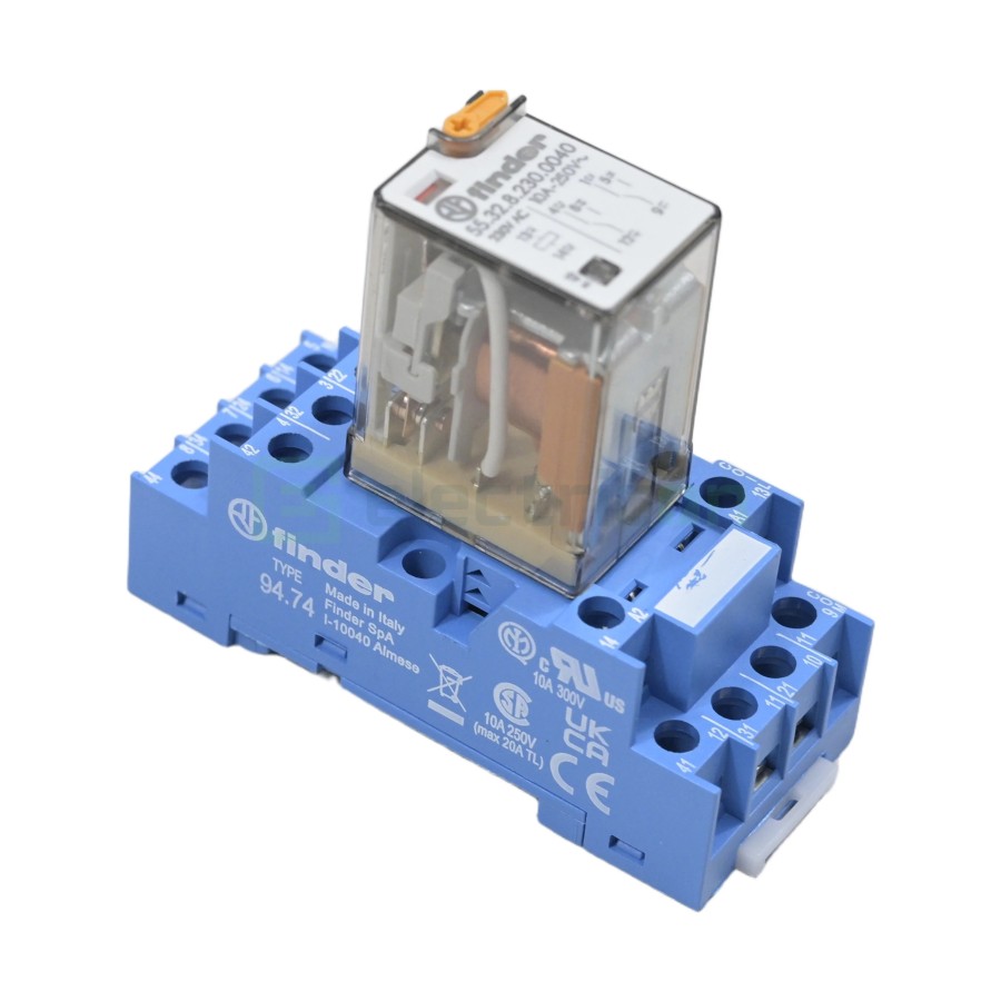 Soclu releu, intermediar 14 pini, compatibil cu relee gama 55, Finder, 94.74